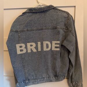 Custom bride denim jacket.